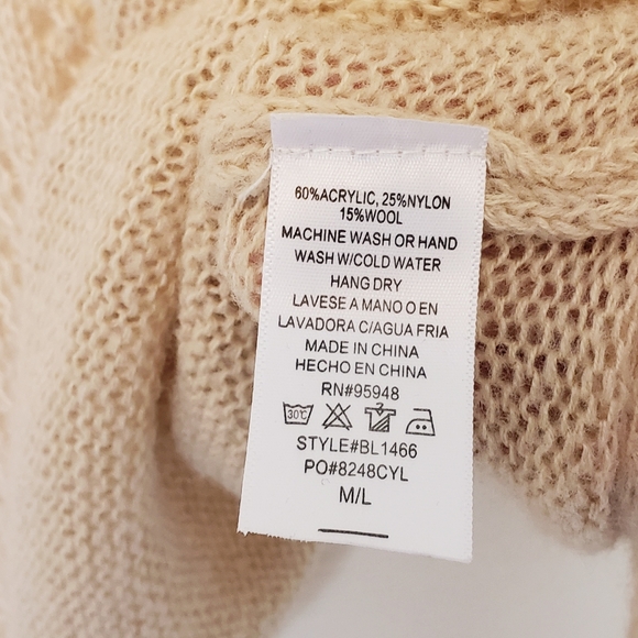 Cozy Casual open knit wool blend sweater Sz M/L - Picture 7 of 10